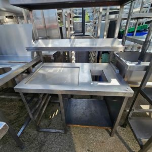 Stainless steel prep table w/ Disposable waste + 2 teir Gantry